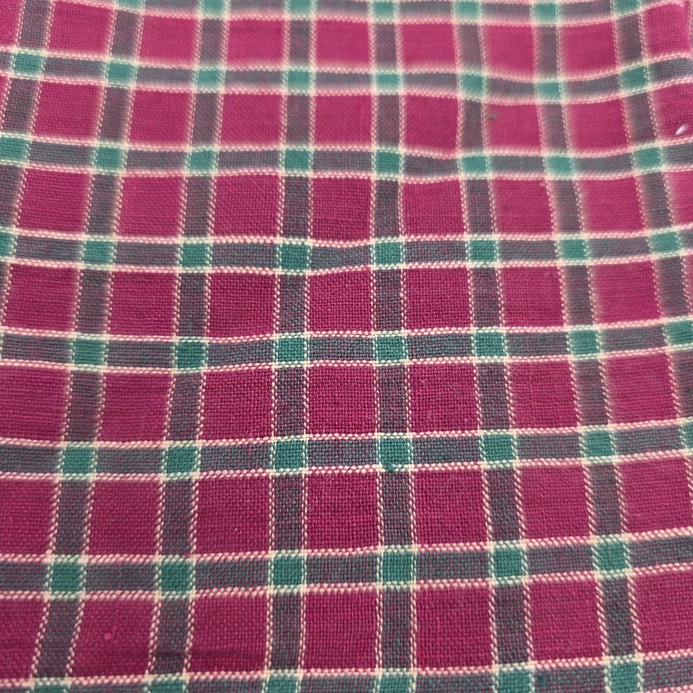 Fabric Red Green Gold Plaid Cotton Quilting 1 1/4 Yd x 42 W Holidays Lightweight